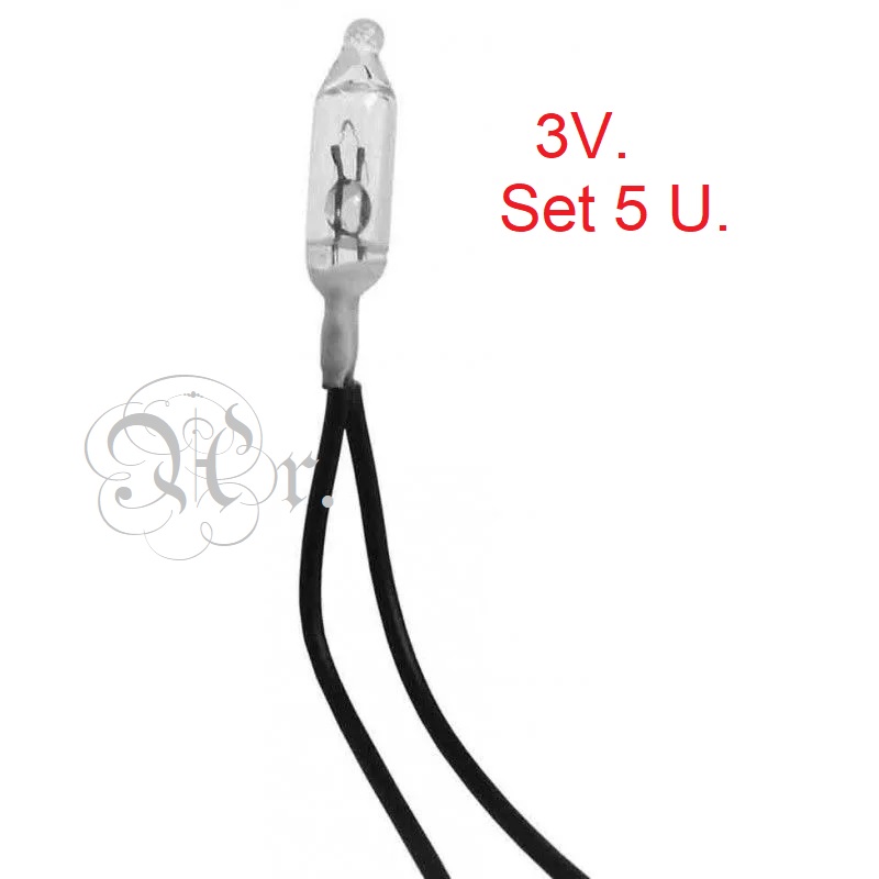 Set 5 Bombillas Mini 3 V. Cable