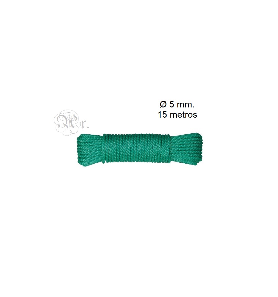 Cordon Tendedero Nylon 5 Mm. 15 M. Verde