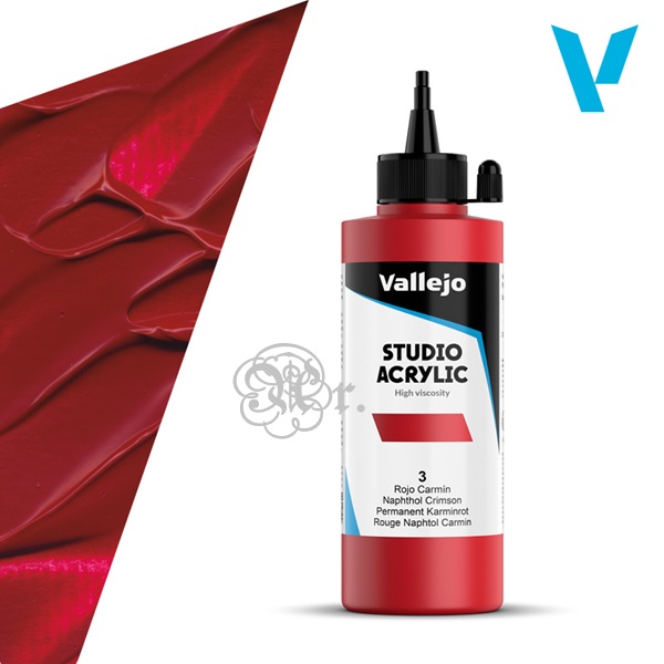 3 Acrilico Vallejo 200 ml. Rojo carmin naftol