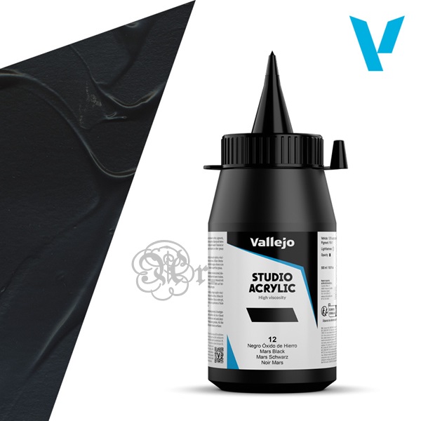 12 Acrilico Vallejo Studio 500 ml. negro oxido de hierro