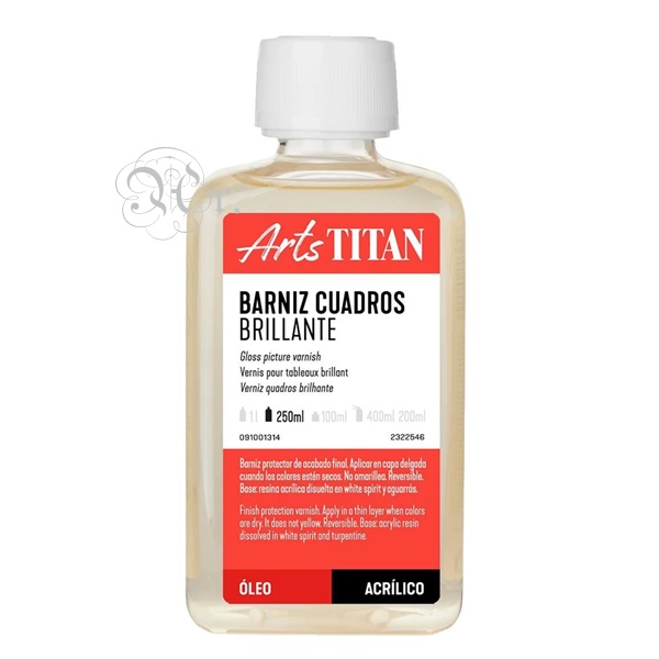 Barniz cuadros brillante titan 250 ml.