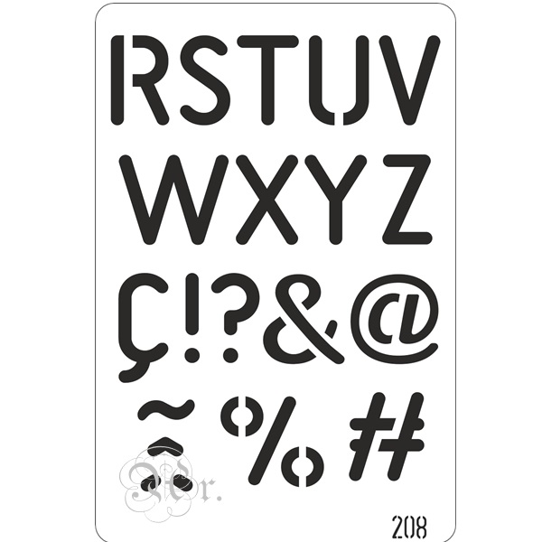 Stencil 20x30 cm 208 Abecedario R-Z Y Simbolos