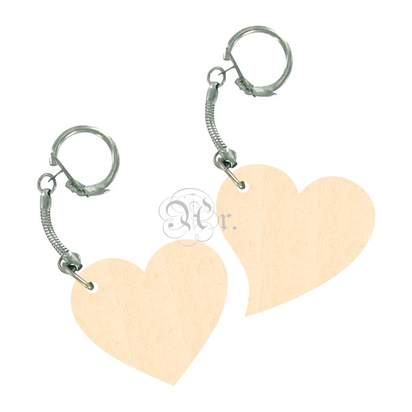 Set 2 Llaveros Corazon Madera 5 Cm.