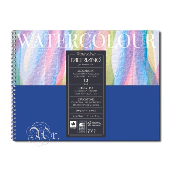 Block Fabriano Watercolor Acuarela 13.5*21 Cm. 300 G. 12 H.