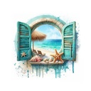 [0886032] Transfer Textil Dtf 18*18 Cm. Ventana Al Mar