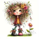 [0886038] Transfer Textil Dtf 18*18 Cm. Niña Primavera