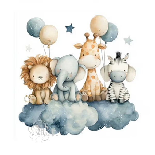 Transfer Textil Dtf 18*18 Cm. Animales Globos