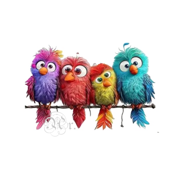 Transfer Textil Dtf 18*18 Cm. Misters Pajaros
