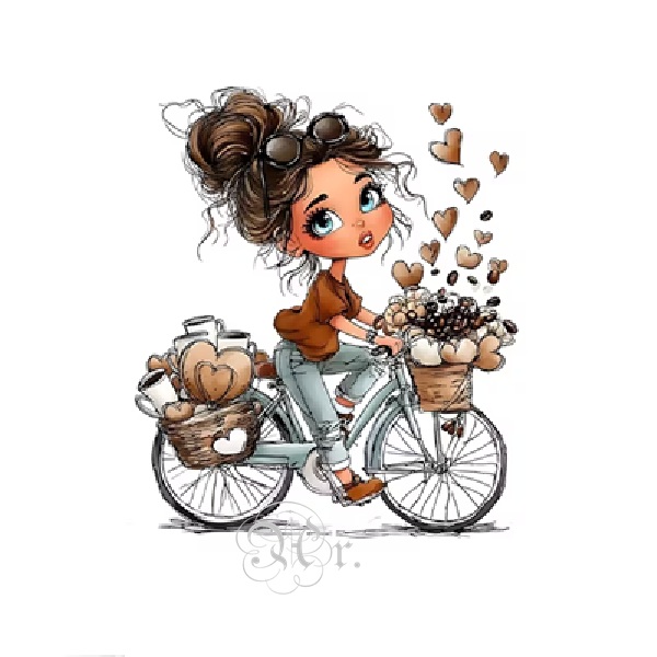 Transfer Textil Dtf 18*18 Cm. Chica Bici