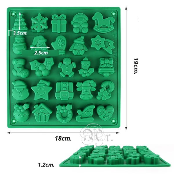 Molde Silicona Wax Melts Navideños 25 C.