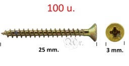 [0509508100] Tornillo Aglom. C/P. Pzd. 3.0*25 100 U.