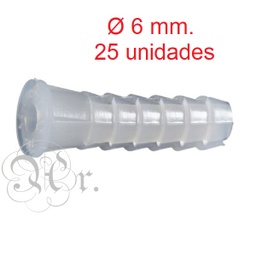 [0530026] Taco Plastico Blanco Nº6 25 U.