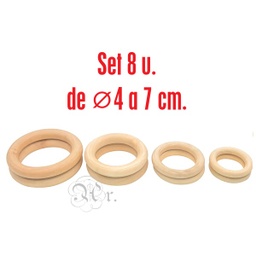[2201190] Set 8 Anella Fusta Ø4 a 7 Cm.