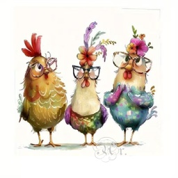 [0886021] Transfer Textil Dtf 18*18 Cm. Trio Gallinas