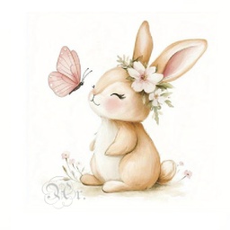 [0886027] Transfer Textil Dtf 18*18 Cm. Conejo Mariposa