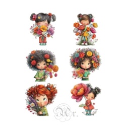 [0886048] Set 6 Transfer Textil Dtf 9*9 Cm. Niños Amorosos I