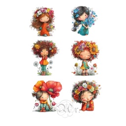 [0886053] Set 6 Transfer Textil Dtf 9*9 Cm. Niños Amorosos VI