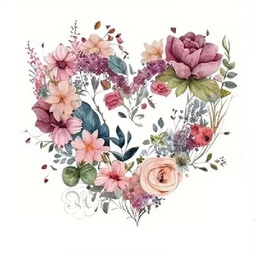 [0886081] Transfer Textil Dtf 18*18 Cm. Corazon Flores